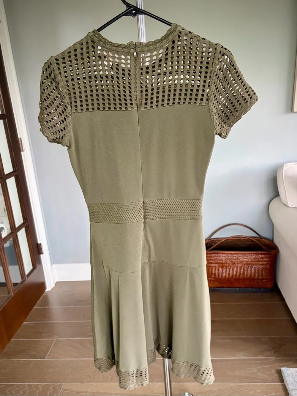 Michael Kors Olive Green Short Sleeve Fit & Flare Dress | XS